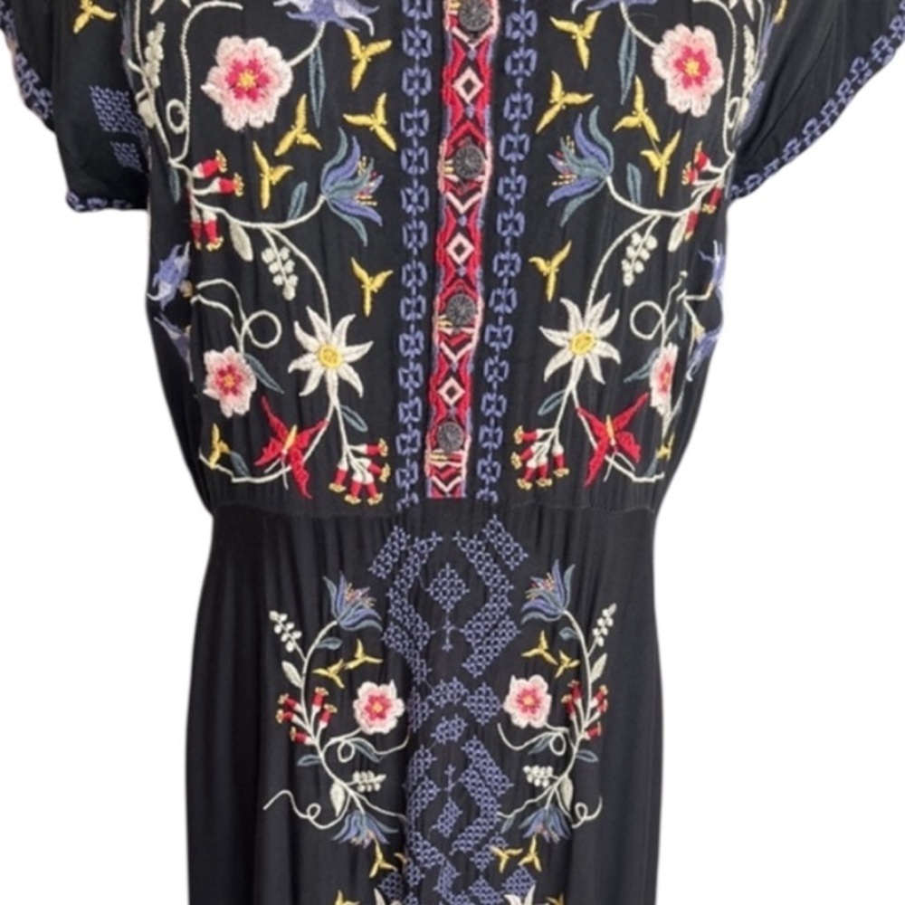 Johnny Was Mariposa heavily embroidered button down Challis Maxi dress - Picture 3 of 13